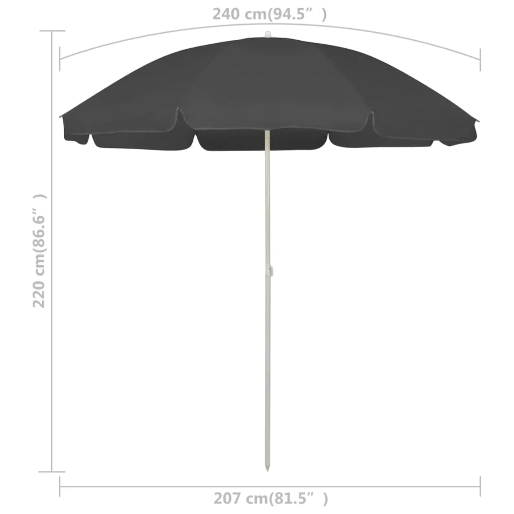 Ombrellone da spiaggia 240 cm antracite 02_0008375