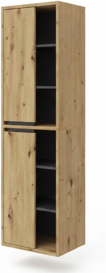 Mobile alto Viola, Verde/antracite, 50 x 170 cm con ripiani aperti, adatto al montaggio a parete e combinabile con altri mobili Viola