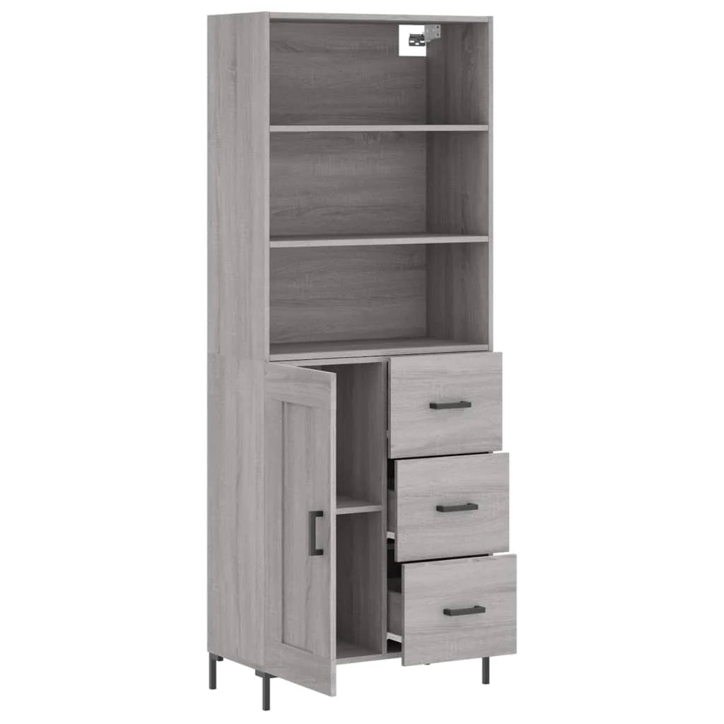 Buffet credenza cassettiera armadio mobile contenitore organizer cucina soggiorno salotto rovere Sonoma alto 69,5 x 34 x 180 cm legno ingegnerizzato grigio 02_0035436