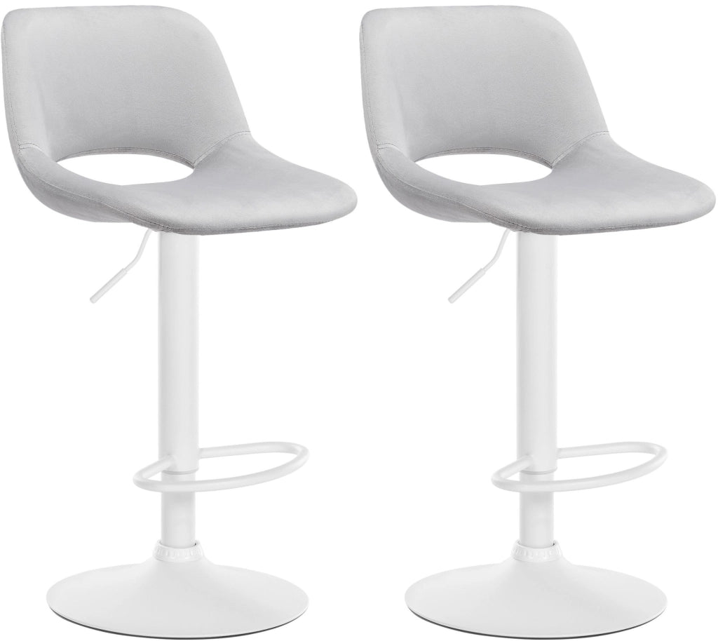 Set di 2 sgabelli da bar Camden velluto bianco 4