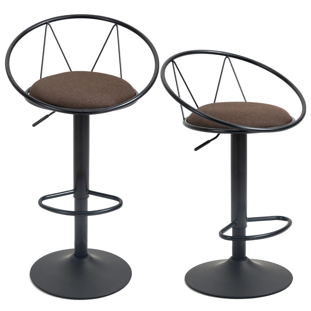Sgabello Bar Regolabile con Schienale ¨C Zephmum ¨C Marrone, Struttura Metallo
