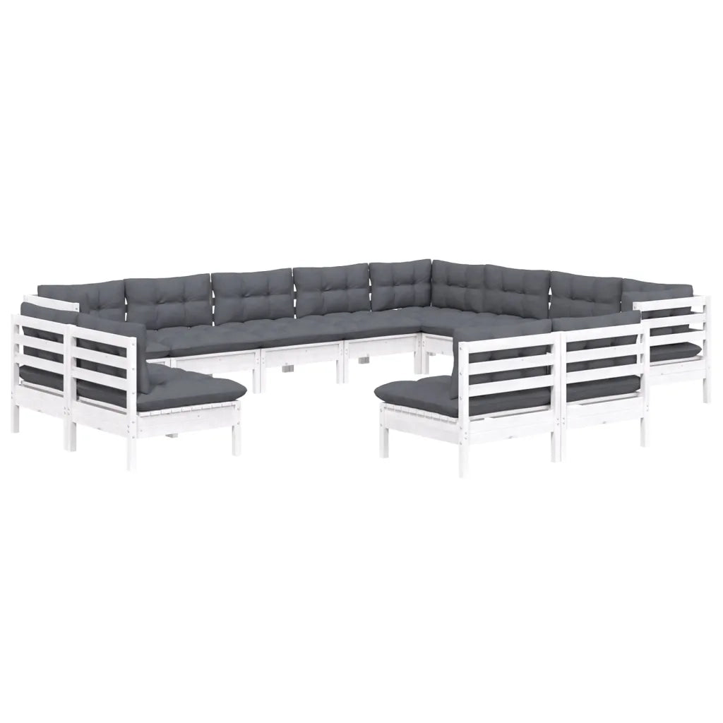 Set Divani da Giardino 12 pz con Cuscini Bianchi Legno di Pino cod mxl 44391