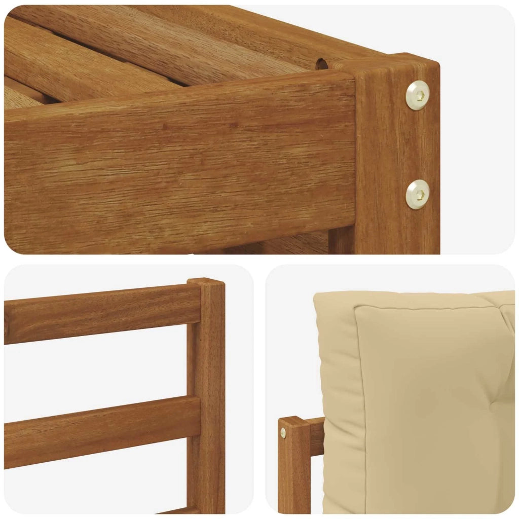 Set divani 7 pcs Naturale e Beige Legno di Acacia Massello 3373803