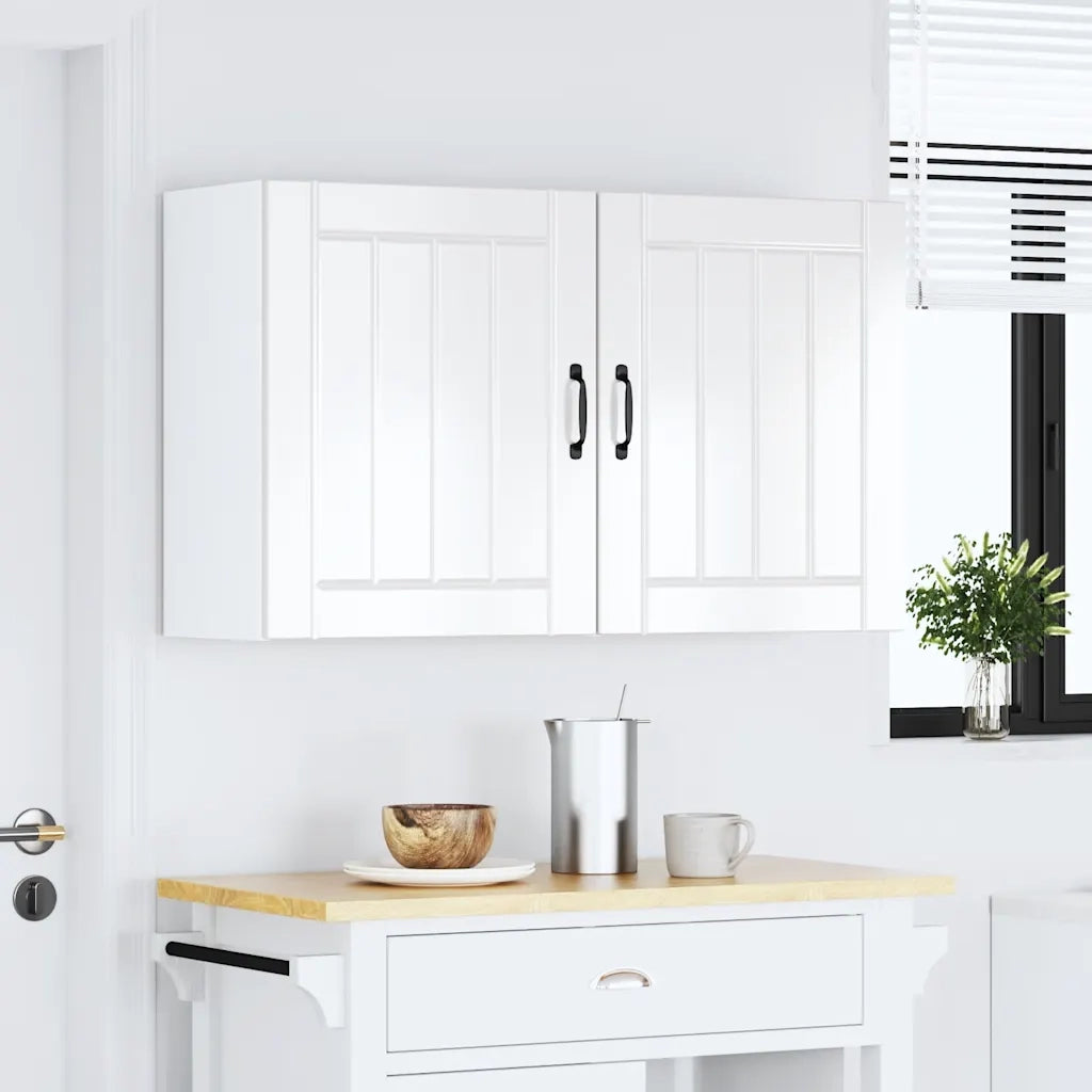Pensili da cucina 2 pz Lucca in Legno Multistrato Bianco Lucido 853802