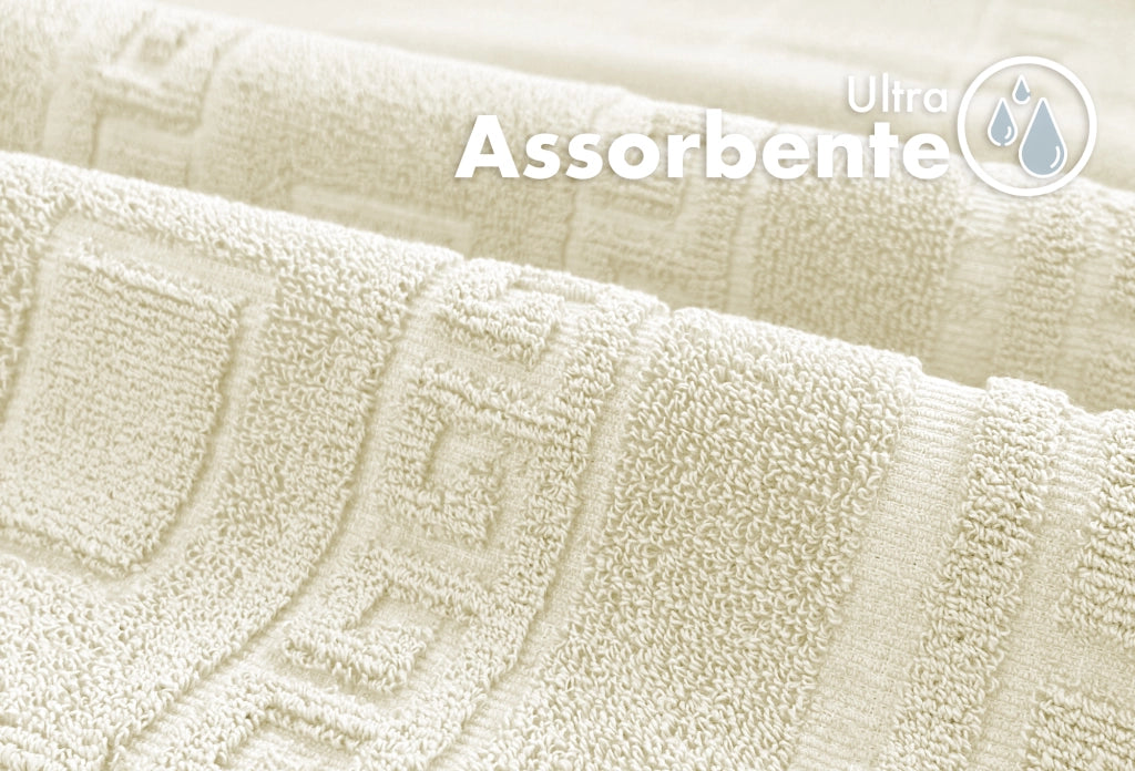 Tappeto Bagno Assorbente In Spugna Varie Misure Da Scendidoccia A Tappeto Grande Lavorazione Jacquard Tinta Unita Ricamo Cornice Lavabile Lavatrice Crema - TappetoBagno60x90