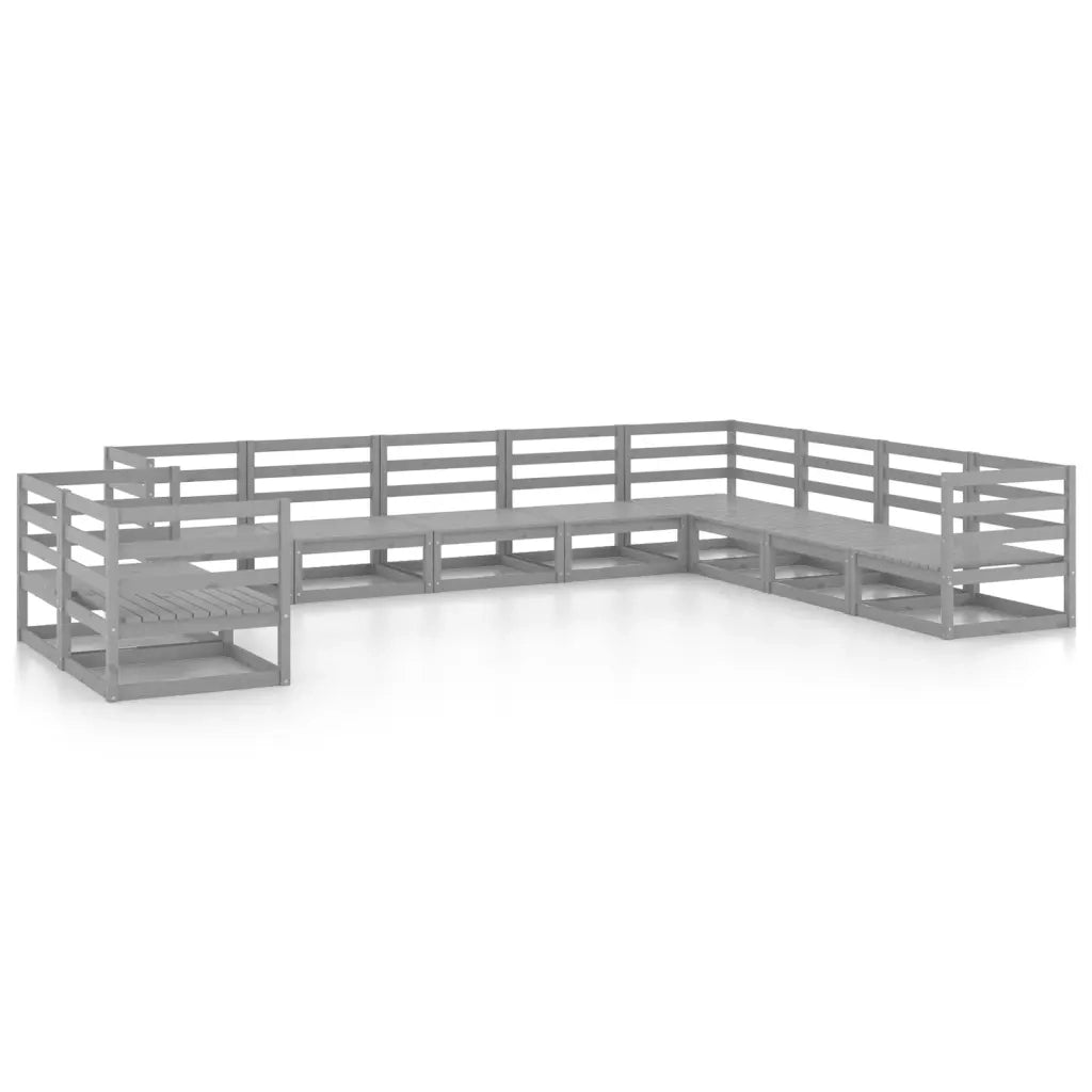 Set Divani da Giardino 10 pz Grigio in Legno Massello di Pino cod mxl 37674