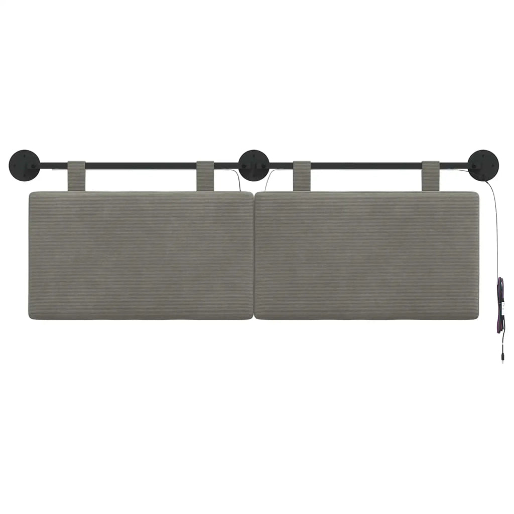 Testiera sospesa Con luce LED Grigio Chiaro Tessuto in Cords