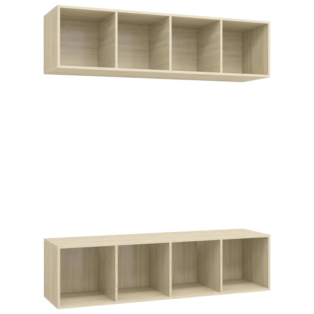 Mobile TV multimediale da parete mensola TV credenza TV per sala da pranzo soggiorno camera da letto 2 pezzi legno ingegnerizzato rovere Sonoma marrone 02_0029005