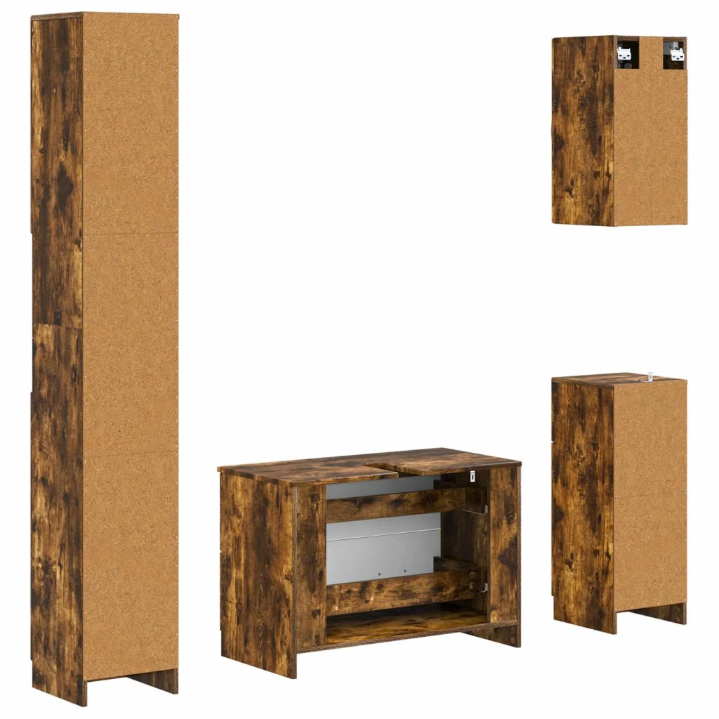 Set di Mobili da Bagno da 4 Pezzi UTRECHT Rovere Fumo 3417977