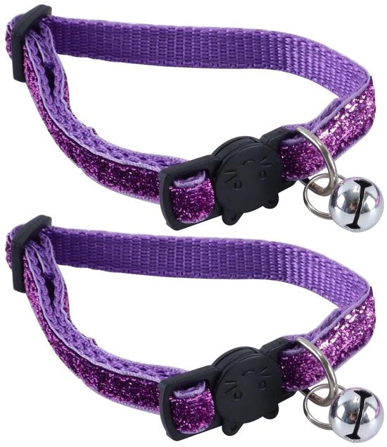 Cinturino per animali con chiusura di sicurezza - 2 pezzi - Cinturini adattabili - Blu scintillante - Adatto per gatti/cani - Doppia confezione - Cinturino per gatti/cani