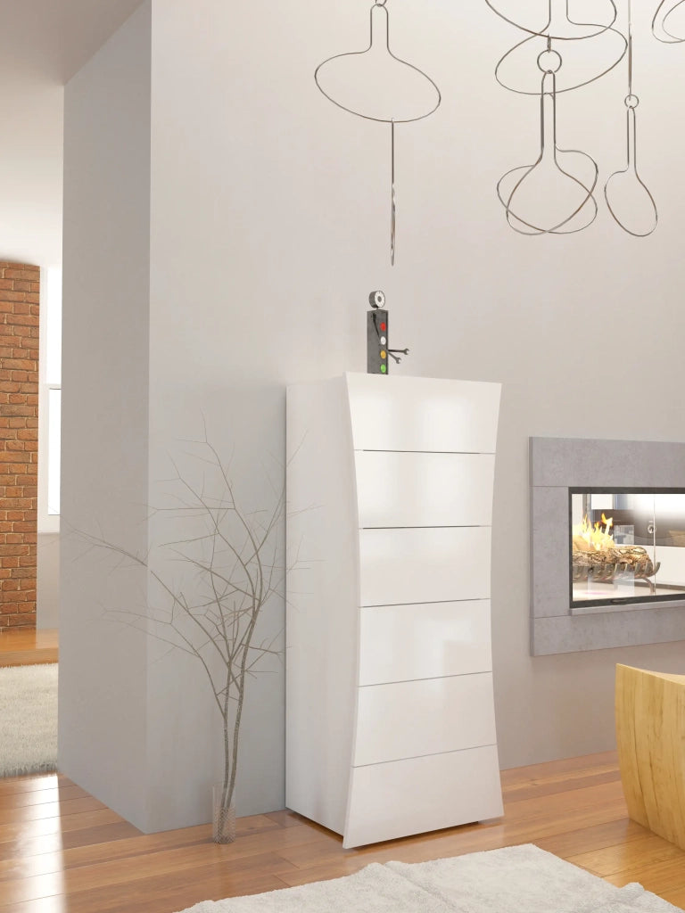 Settimino cassettiera camera da letto 6 cassetti bianco lucido Arco Septet