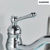 NALA | Rubinetto da bagno basso vintage Gastro cromato lucido |. Rubinetto per lavabo retrò premium in acciaio inossidabile piccolo |