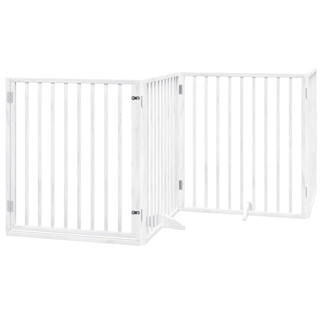Cancelletto di sicurezza per animali domestici porta pieghevole 6 pannelli legno di pioppo bianco 02_0023231