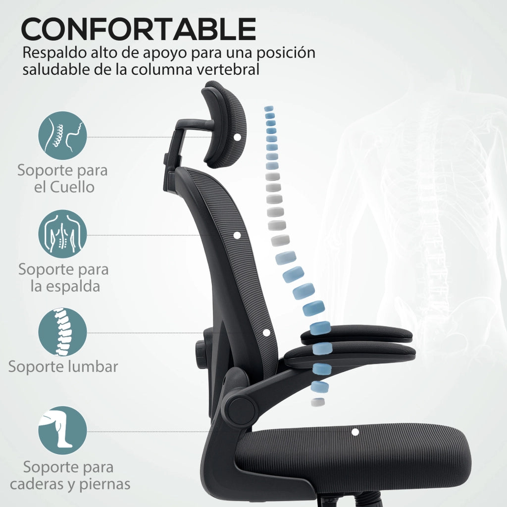 Sedia da ufficio in rete ¨C zephmum ¨C regolabile in altezza, nero