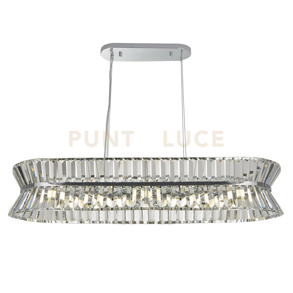 Uptown 10Lt Oval Pendant - Metallo cromato e cristallo trasparente