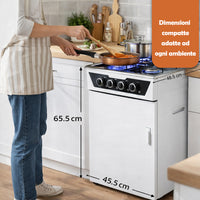 Cucina a Gas 48,5x45,5x 65,5 cm con Piano Cottura 4 Fuochi da Esterno con Vano Portabombola Bianco