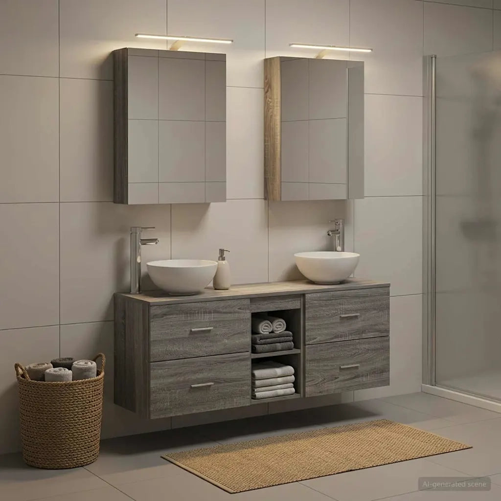 Set di Armadi da Bagno 5 pcs Sonoma grigio 50 x 14,5 x 70 cm 3406676