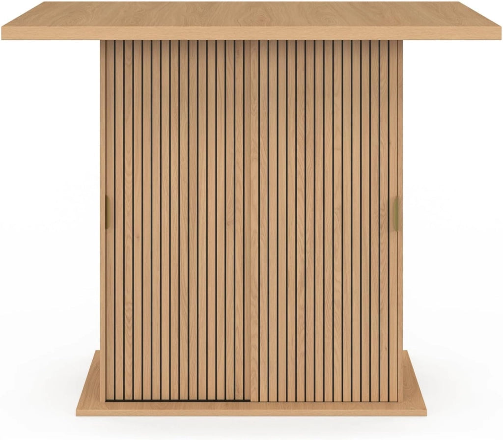 JULIETTE Isola centrale per 4 persone, 110 cm, gamba centrale con contenitore, effetto doghe, doghe in legno