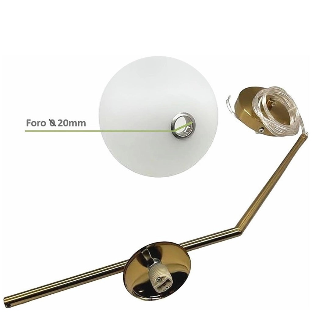 Lampadario pendente bronzo G9 lampada sospensione globo sfera vetro bianco luce tavolo cucina camera letto altezza regolabile