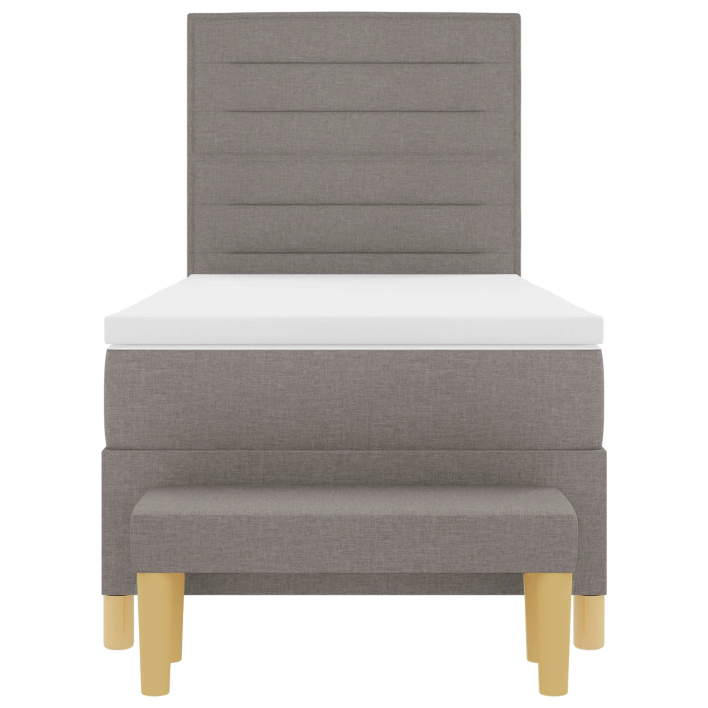 Letto con Box Spring con Materasso e Panchina Tortora 100x200 cm Tessuto