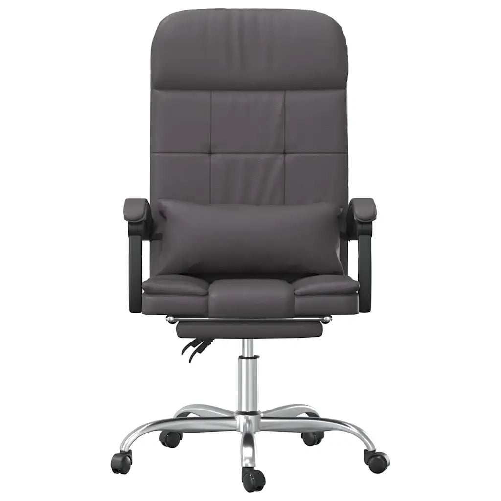 Sedia per studi-Poltrona da Ufficio Massaggiante Reclinabile Grigio Similpelle 464565
