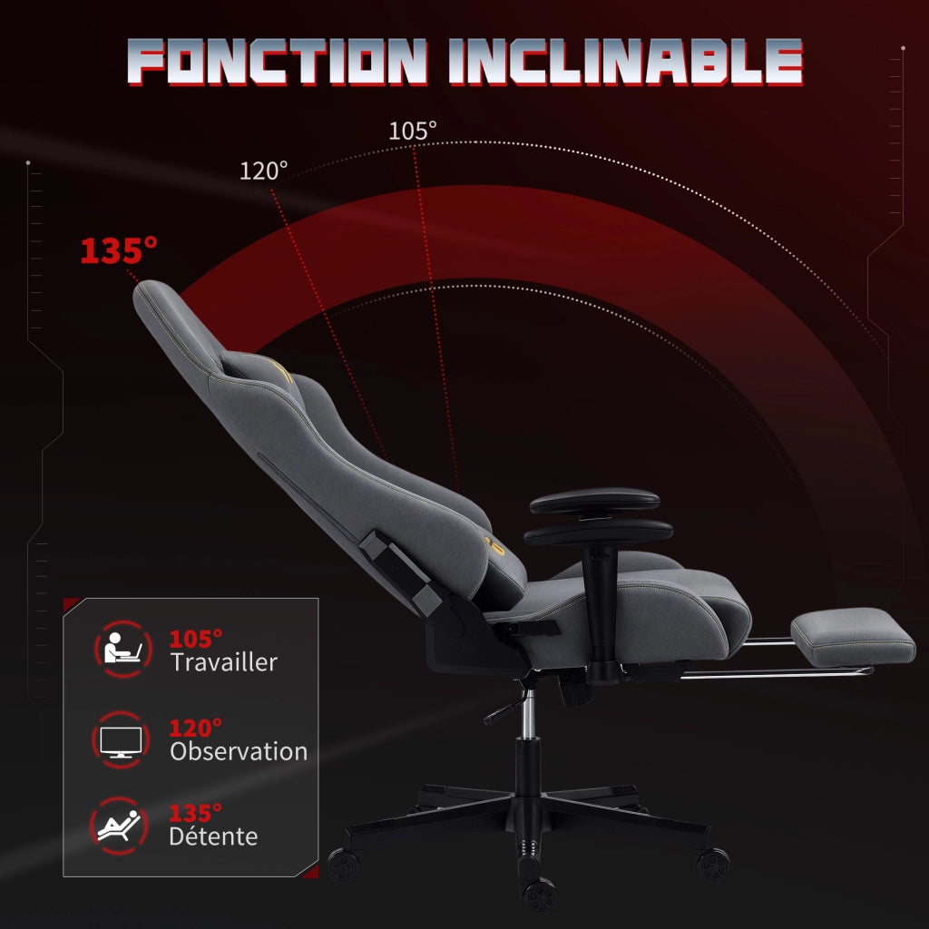 Poltrona Gaming Ergonomica ¨C Zephmum ¨C Grigio 72x76x132 cm