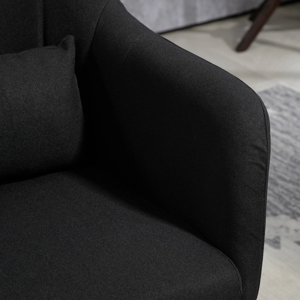 Sedia lounge imbottita girevole 360° con altezza regolabile, braccioli e supporto lombare, nera