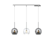 Lampadario Rettangolare Future Metallo Cromo Vetro Trasp-Cromo 3 Luci E27