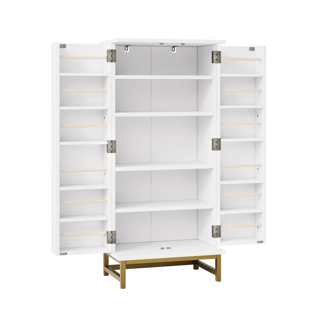 Credenza da cucina con 2 ripiani regolabili e vani portaoggetti; per cucina; in truciolare; 60×40×130 cm; bianco
