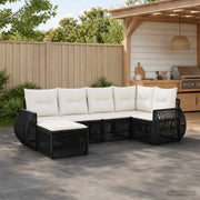 Set Divano da Giardino 6 pz Nero e Bianco Crema polyrattan 3435484
