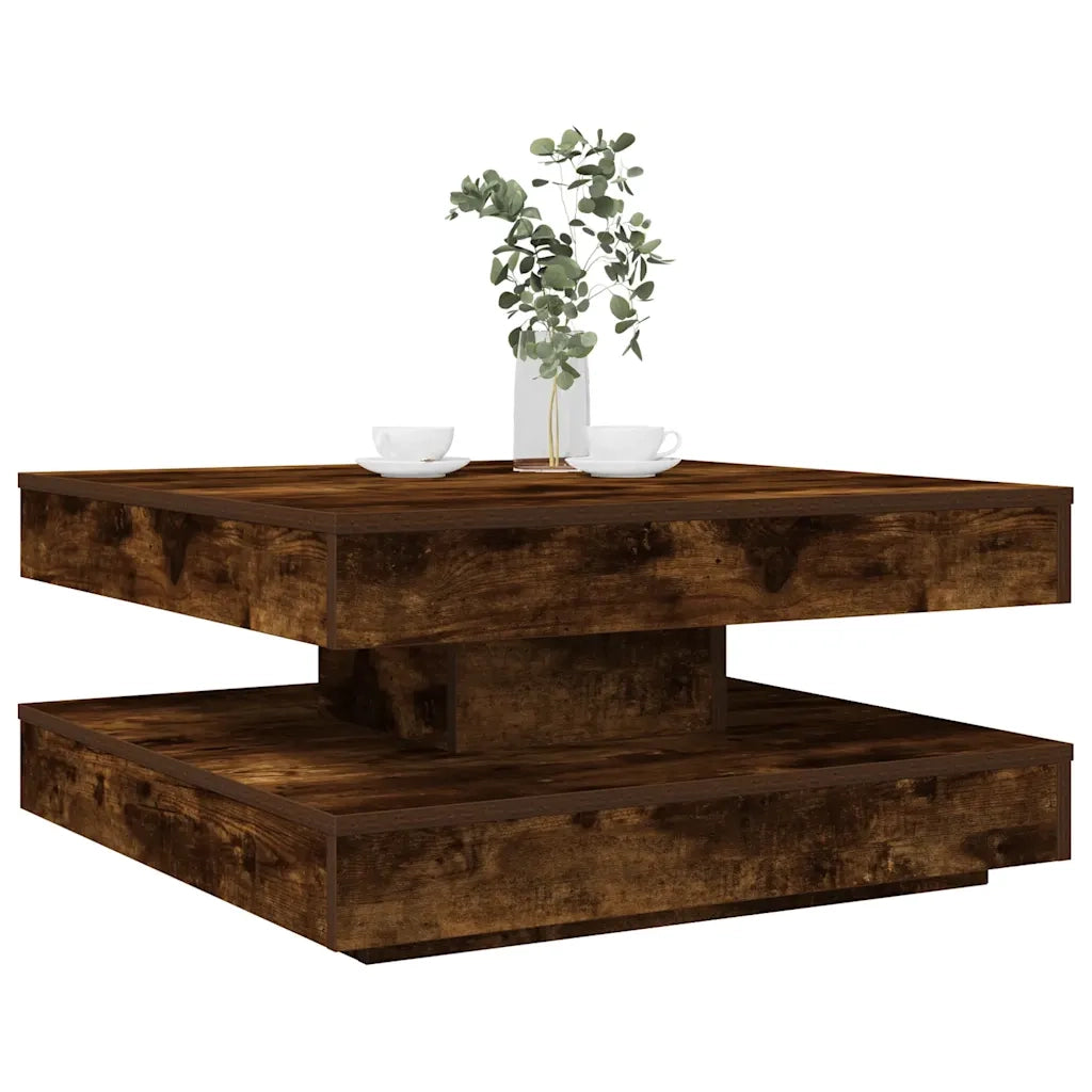 Tavolino da Caffè Girevole a 360 Gradi Rovere 70x70x34,5 cm 858483