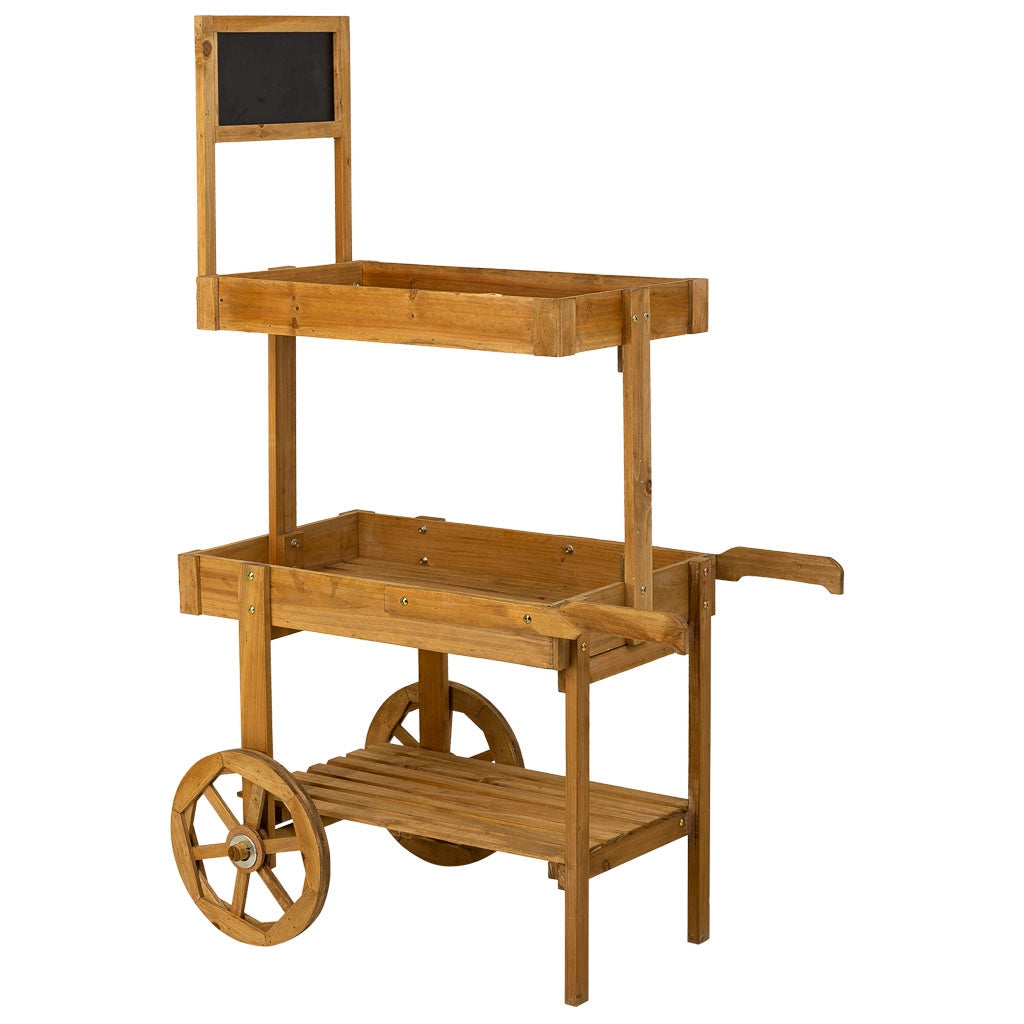Carrello espositivo con ruote in legno marrone 55x86x135h