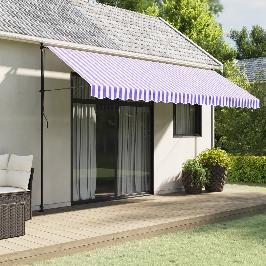 vidaXL Tessuto Ricambio per Mantovana Tenda Righe Blu e Bianche 4,5 m