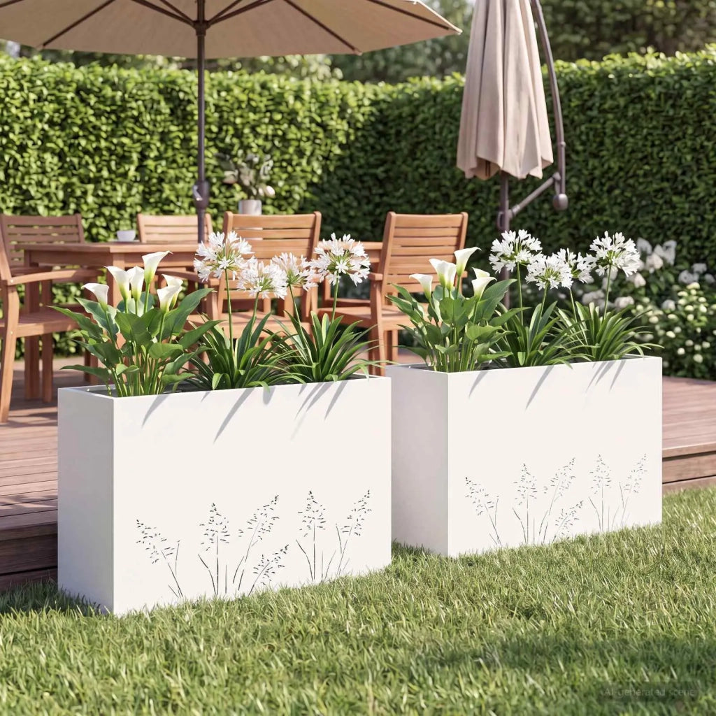 Vaso da giardino 2 pz Bianco 80 x 20 x 49 cm 8005823