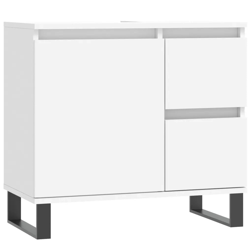 Set Mobili da Bagno | Armadio da bagno 3 pz Bianco in Legno Multistrato