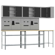 Set di mobili da lavoro con lo scaffale 10 pcs Nero e Grigio 3321516