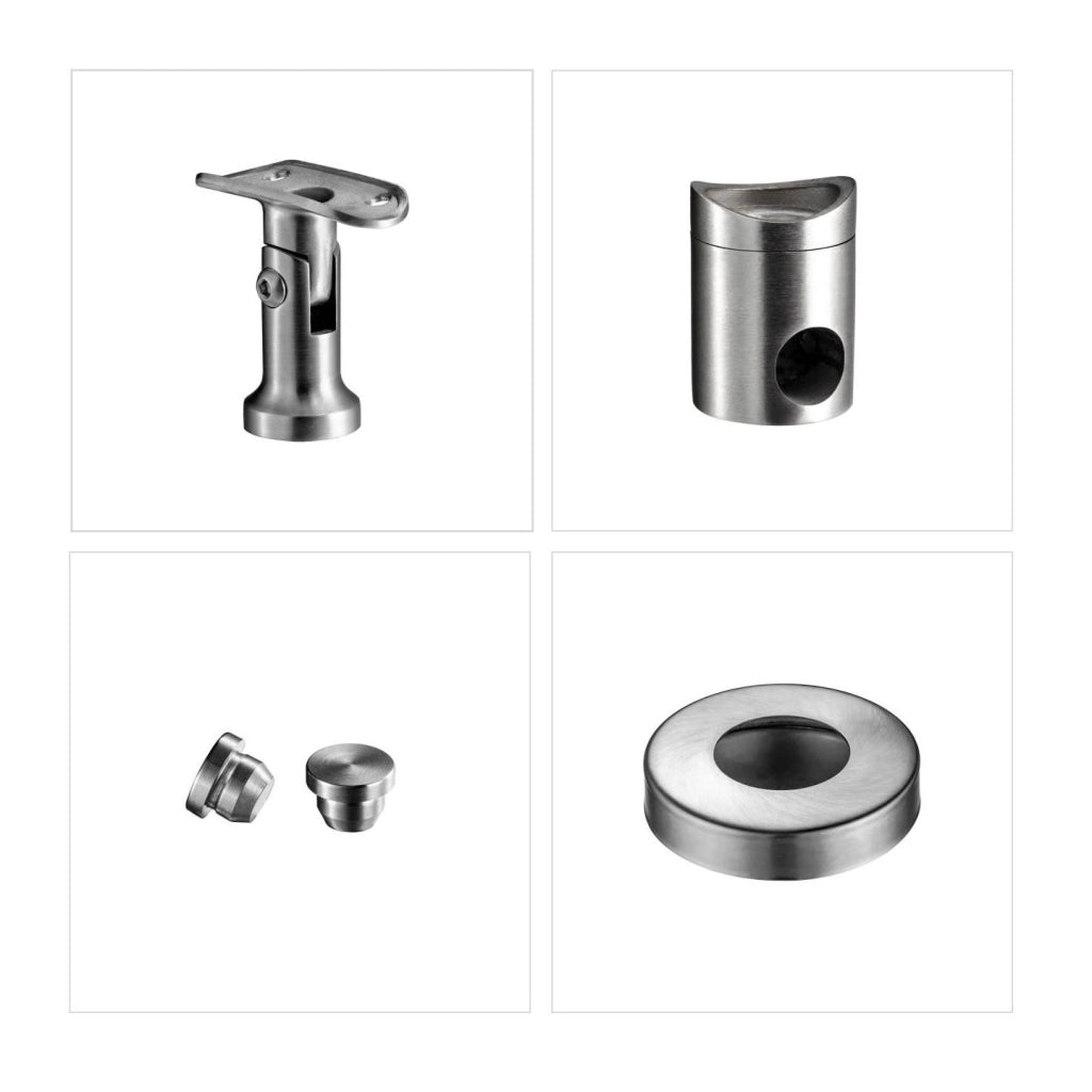 Ringhiera Balaustra Corrimano in acciaio inox 304 spazzolato 180x106cm per interni ed esterni 3 barre trasversali
