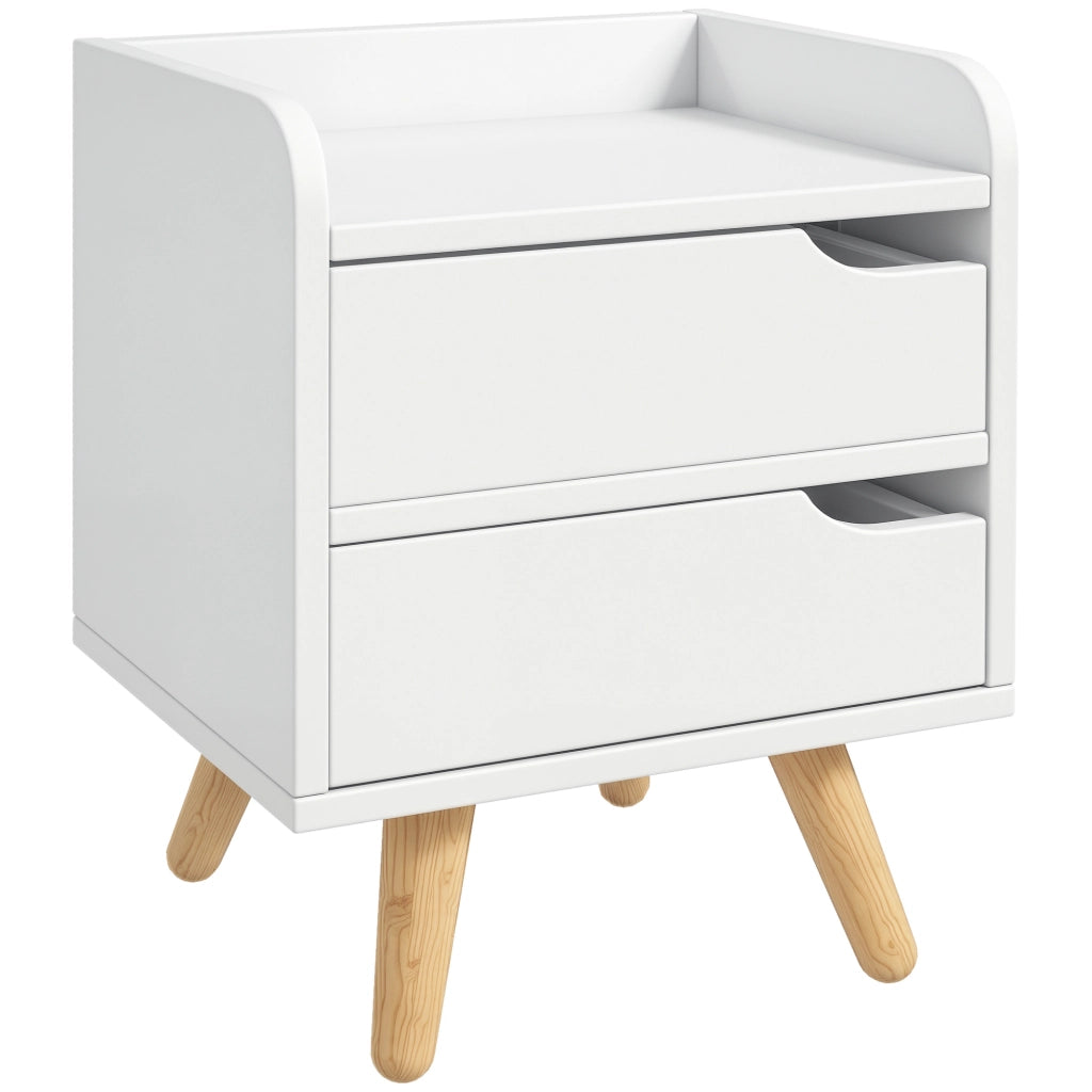Comodino Moderno con 2 Cassetti ¨C zephmum ¨C Bianco Legno 33x28x42cm