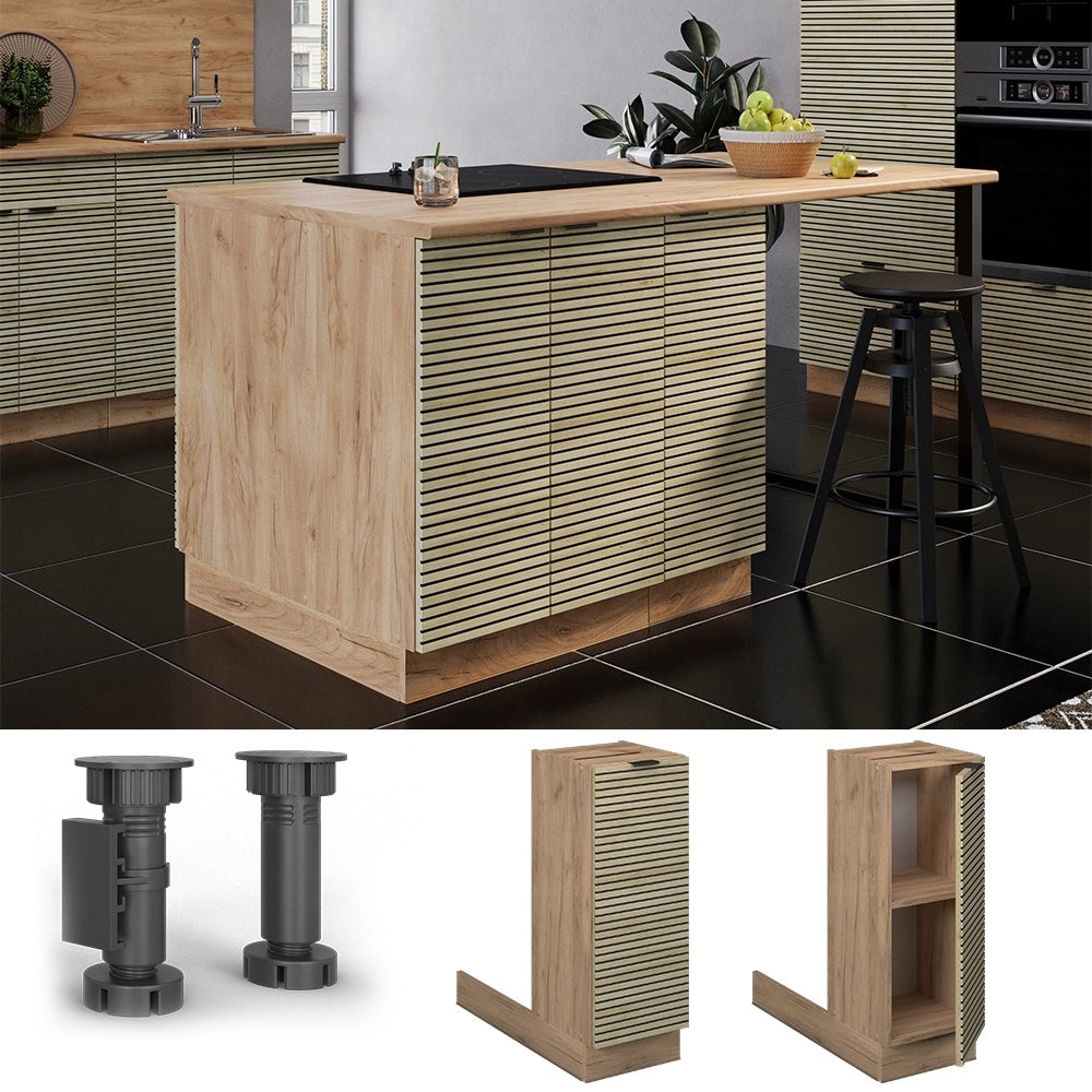 Isola da cucina Fame-Line Pannello in quercia/Rovere dorato 30 cm senza piano di lavoro Vicco