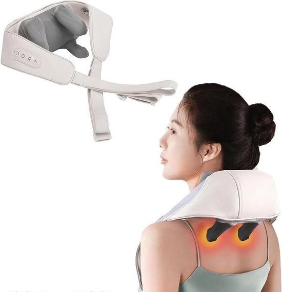 Apparecchio di massaggi con calore e tecnica Shiatsu | 2 modalità di massaggio per la schiena e le spalle | Apparecchio di massaggio 3D a tessuto profondo per 3D per uso domestico e ufficio