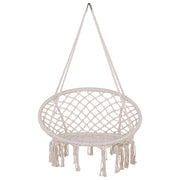 Sedia sospesa poltrona pensile Sedile intrecciato in macramè bianco Sedia a dondolo per interni Stile Boho