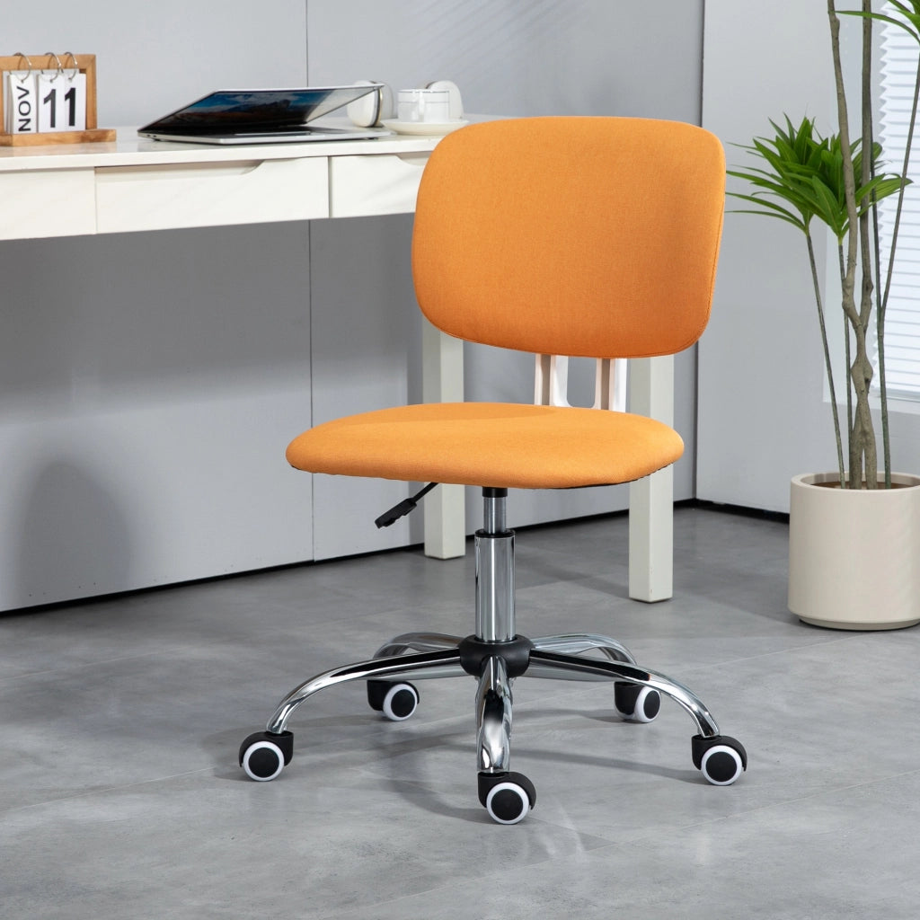 Sedia da Ufficio Girevole Imbottita in Tessuto con Altezza Regolabile ¨C zephmum ¨C Arancione 48x53x80-90 cm
