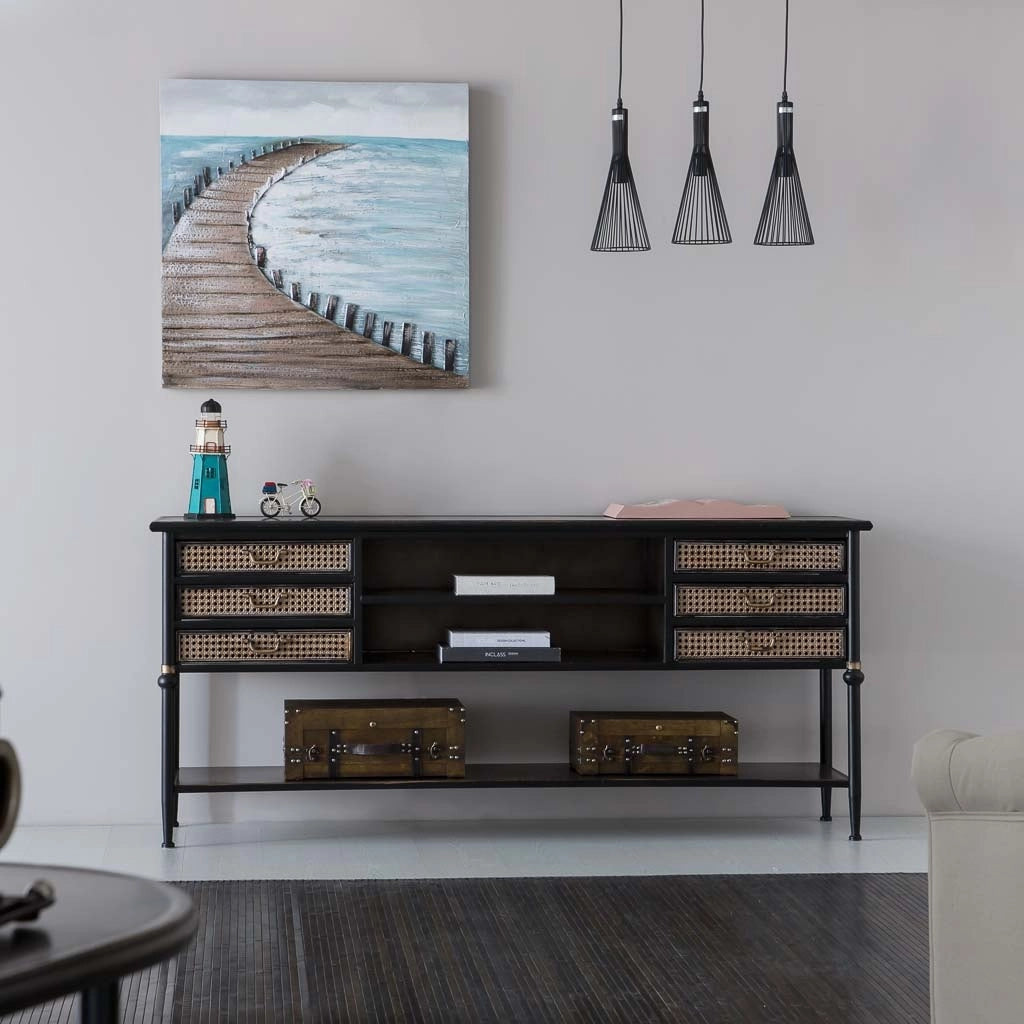 Plafoniera in metallo nero 58x15x90h