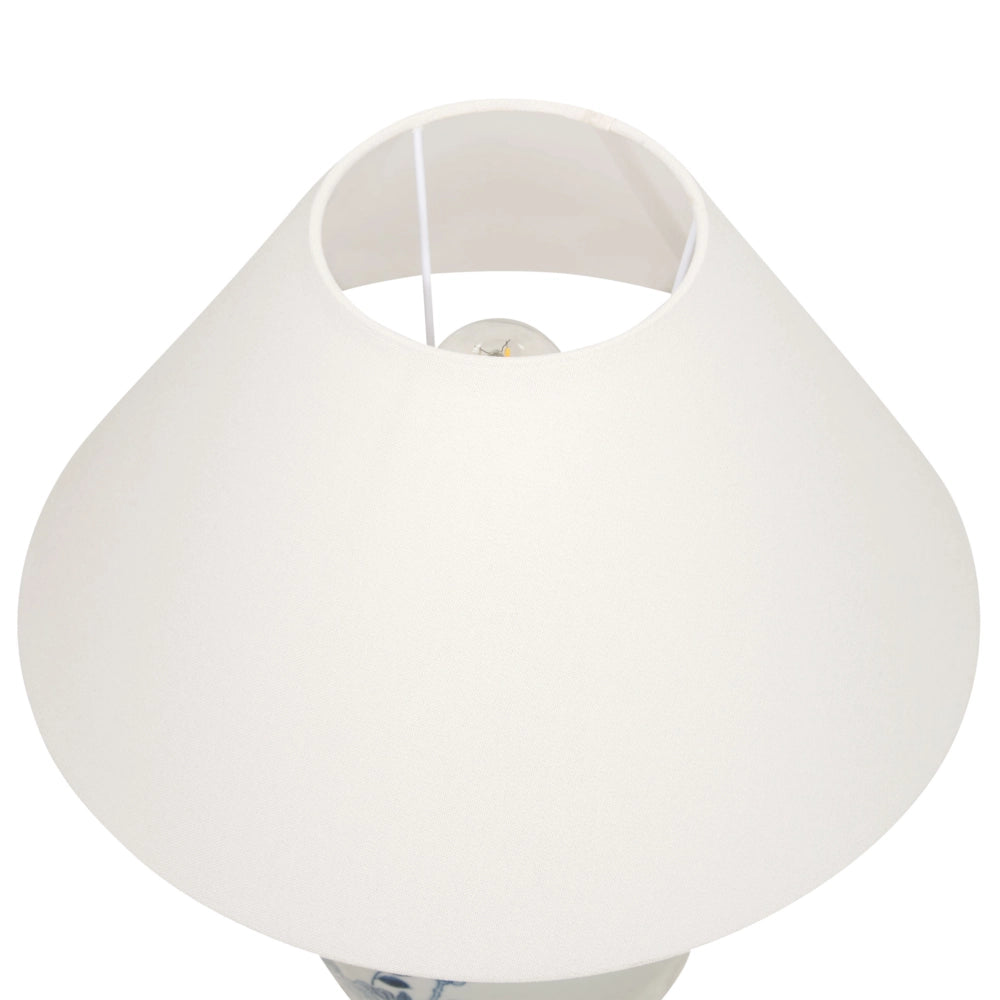 Lampada da tavolo classica con paralume in tessuto di lino base in porcellana bianco e blu 55 cm elegante retrò classico camera da letto soggiorno