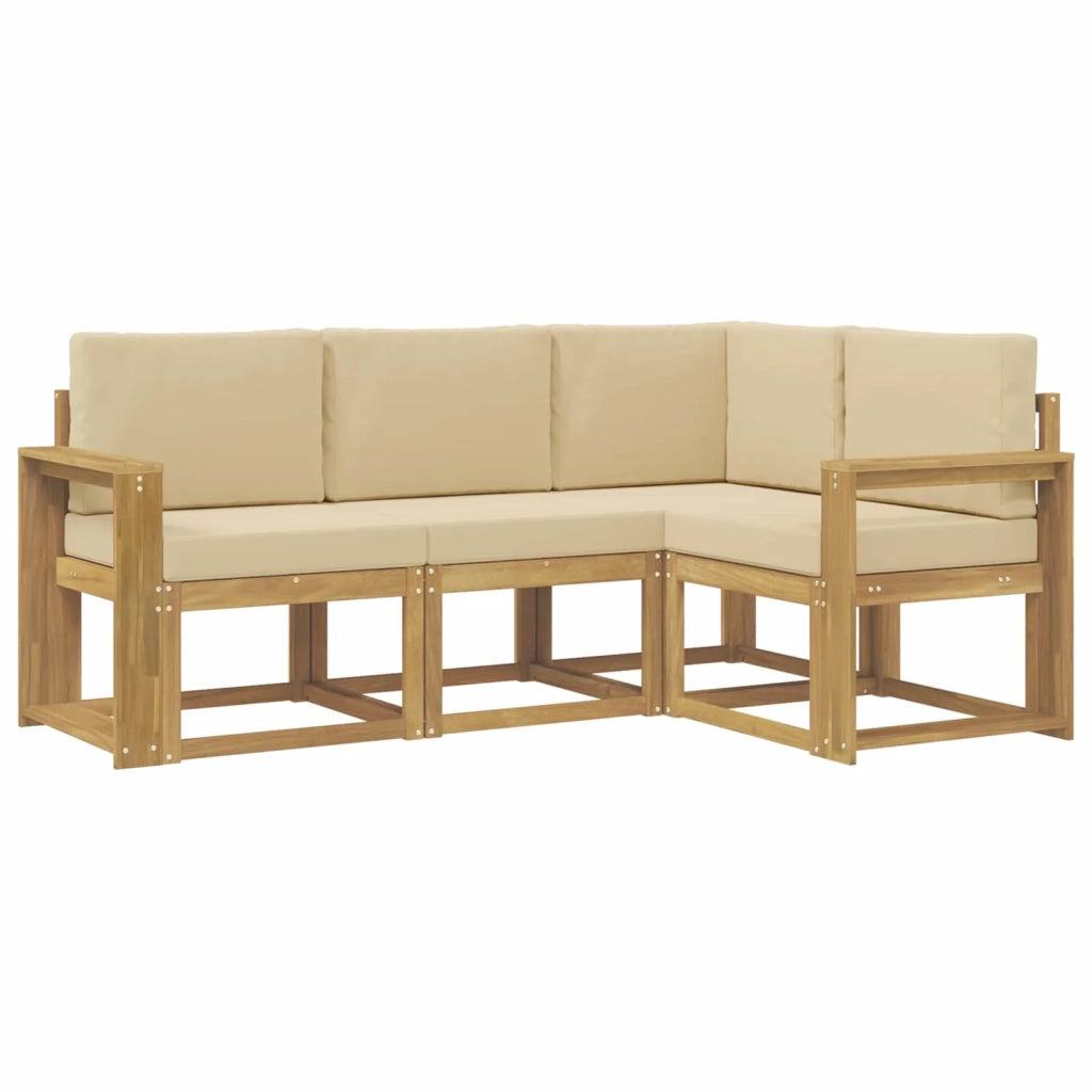 Set di divani da esterno 4 pz Bianco e Beige 3387567