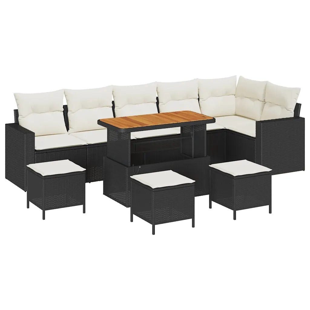 Set Divano da Giardino 12 pcs Nero e Crema polyrattan 3363590