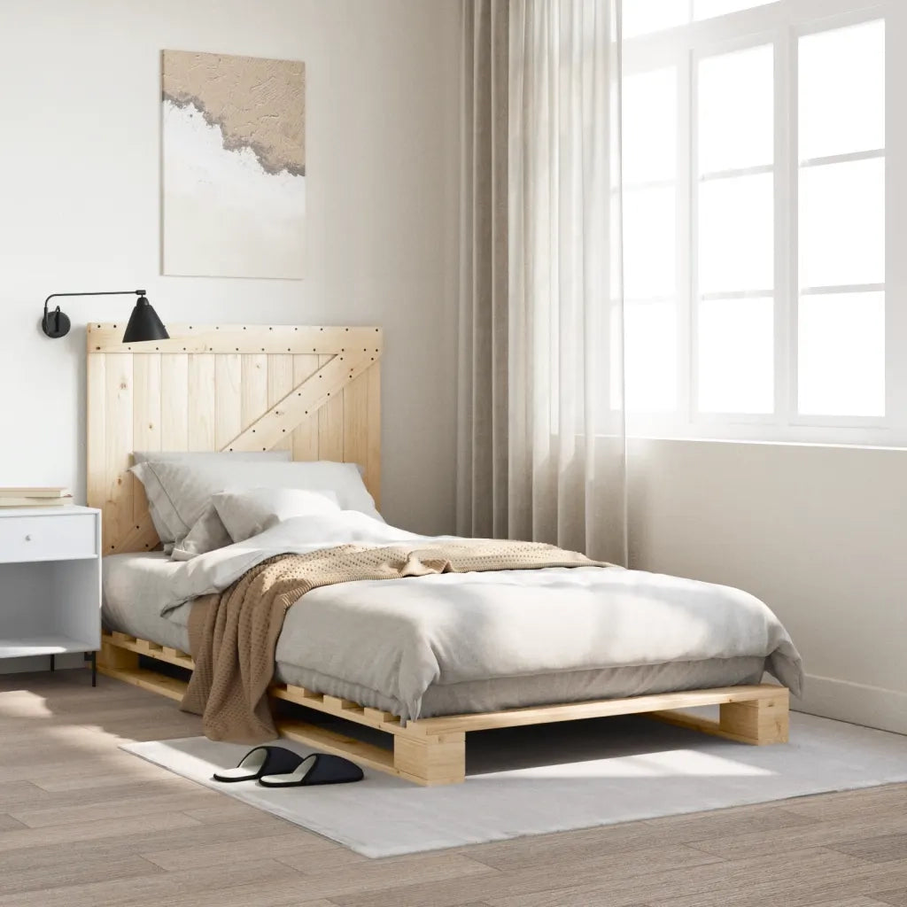Letto singolo | Letto per adulti | Giroletto con Testiera 100x200 cm Legno Massello di Pino