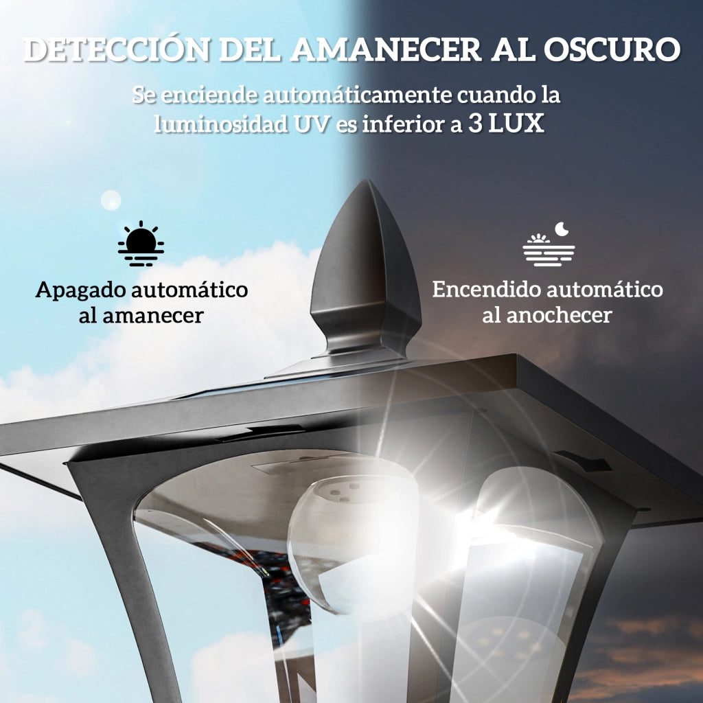 Lampada Solare per Giardino ¨C zephmum ¨C Nero Acciaio Inox 18x18x160 cm