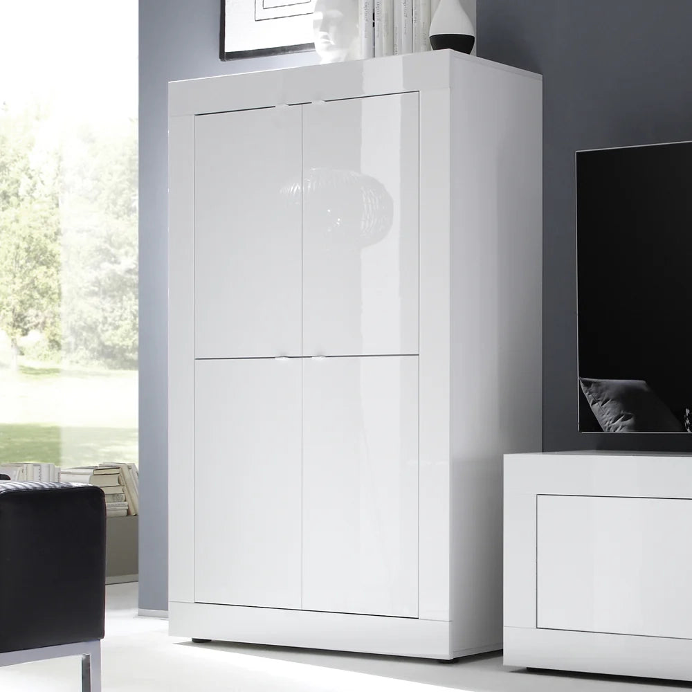 Mobile Contenitore a 4 ante Linea BASIC L 102 x H 162 x P 43, realizzato in legno 100% MADE IN ITALY, design moderno per cucina, sala da pranzo, soggiorno