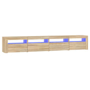 Mobile TV multimediale mensola TV credenza mobile TV per sala da pranzo soggiorno camera da letto con luci LED rovere Sonoma 240 x 35 x 40 cm marrone 02_0026773